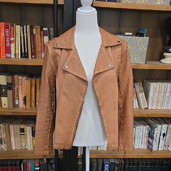 Max Studio Cognac Faux Leather Women's Jacket, Size Small - Picture 6 of 10